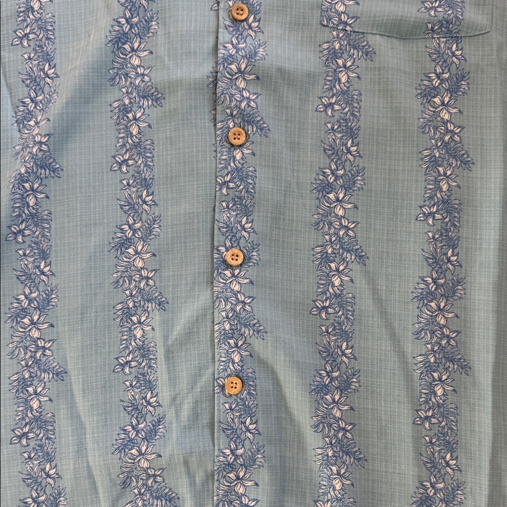 Quicksilver Waterman Blue Floral Short Sleeve Shirt Hawaiian Tropical Large - Picture 3 of 8